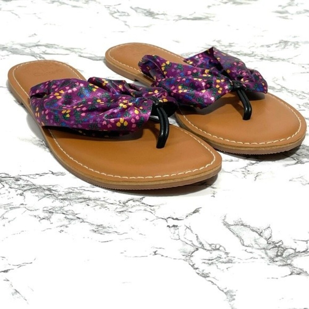 WOMEN'S MATILDA JANE FLIP FLOPS SANDALS PURPLE TULIPS SZ: 8